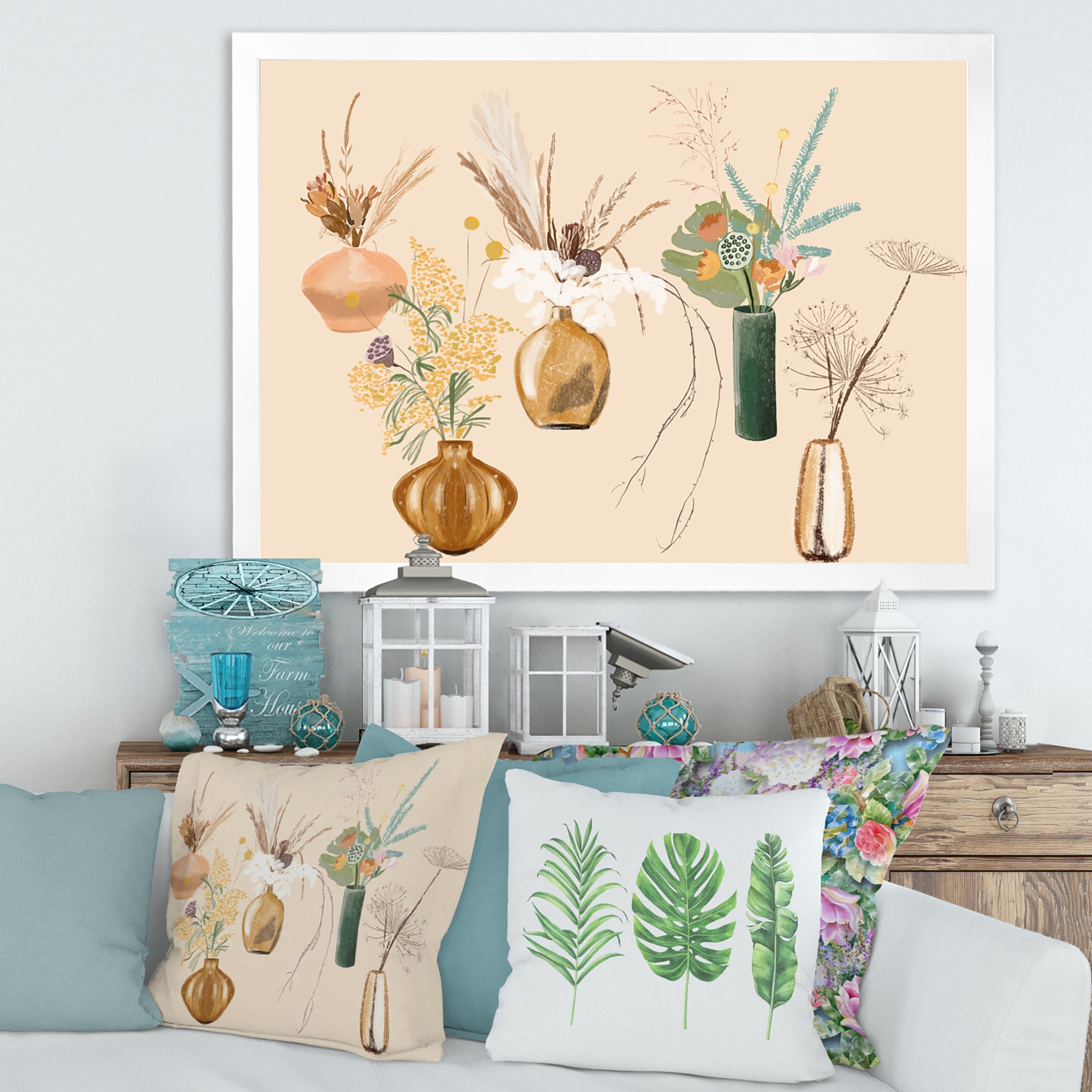 Bouquets Of Wildflowers In Gold Vases III