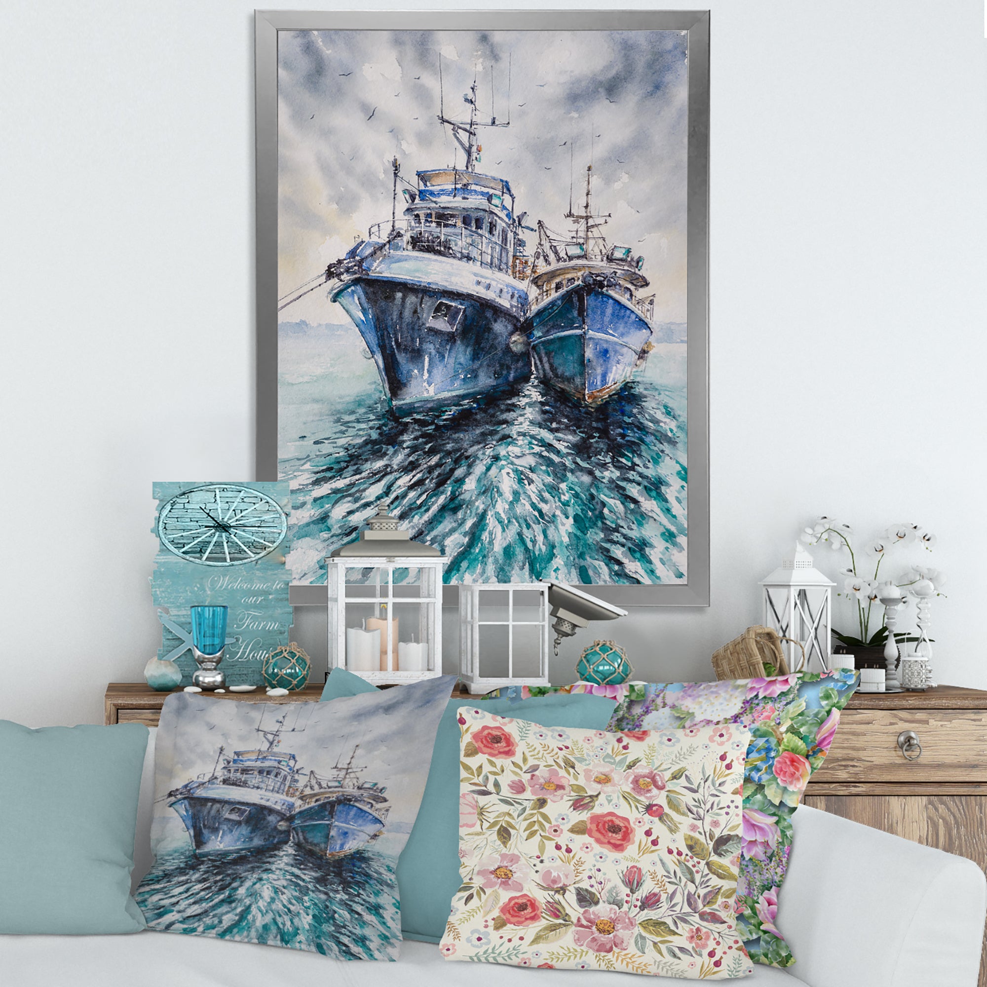 Two Fishing Boats Before A Storm Anchored