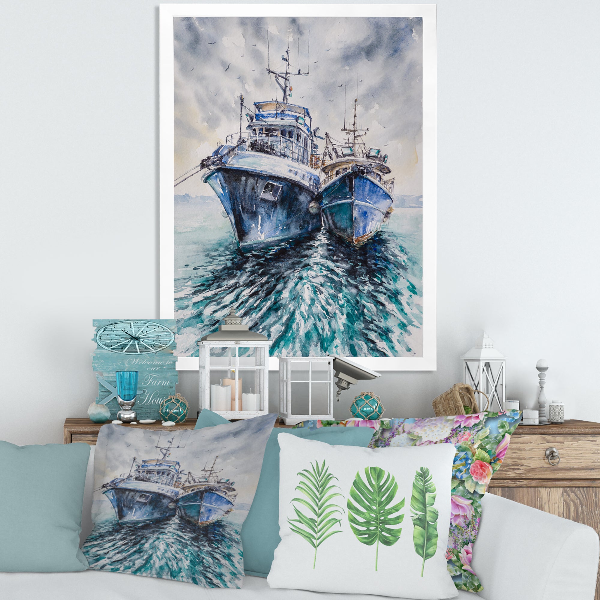 Two Fishing Boats Before A Storm Anchored