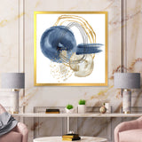 Abstract Dark Blue Gold & Black Underwater Life Wall Art