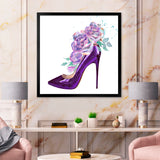 Dark Purple Stiletto Shoe With Pink VIolet Roses