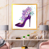 Dark Purple Stiletto Shoe With Pink VIolet Roses
