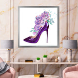 Dark Purple Stiletto Shoe With Pink VIolet Roses