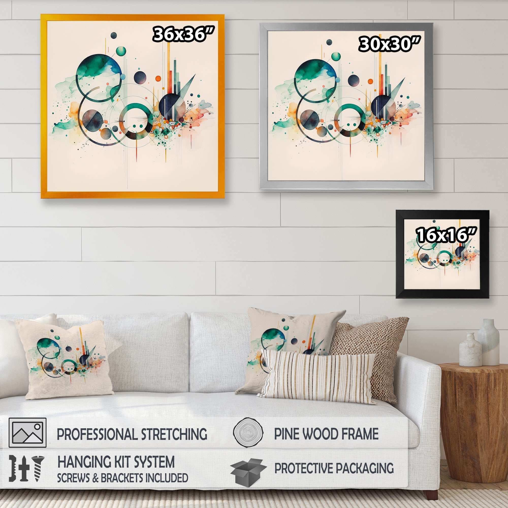 Multi-Color Watercolor Geometric Art II