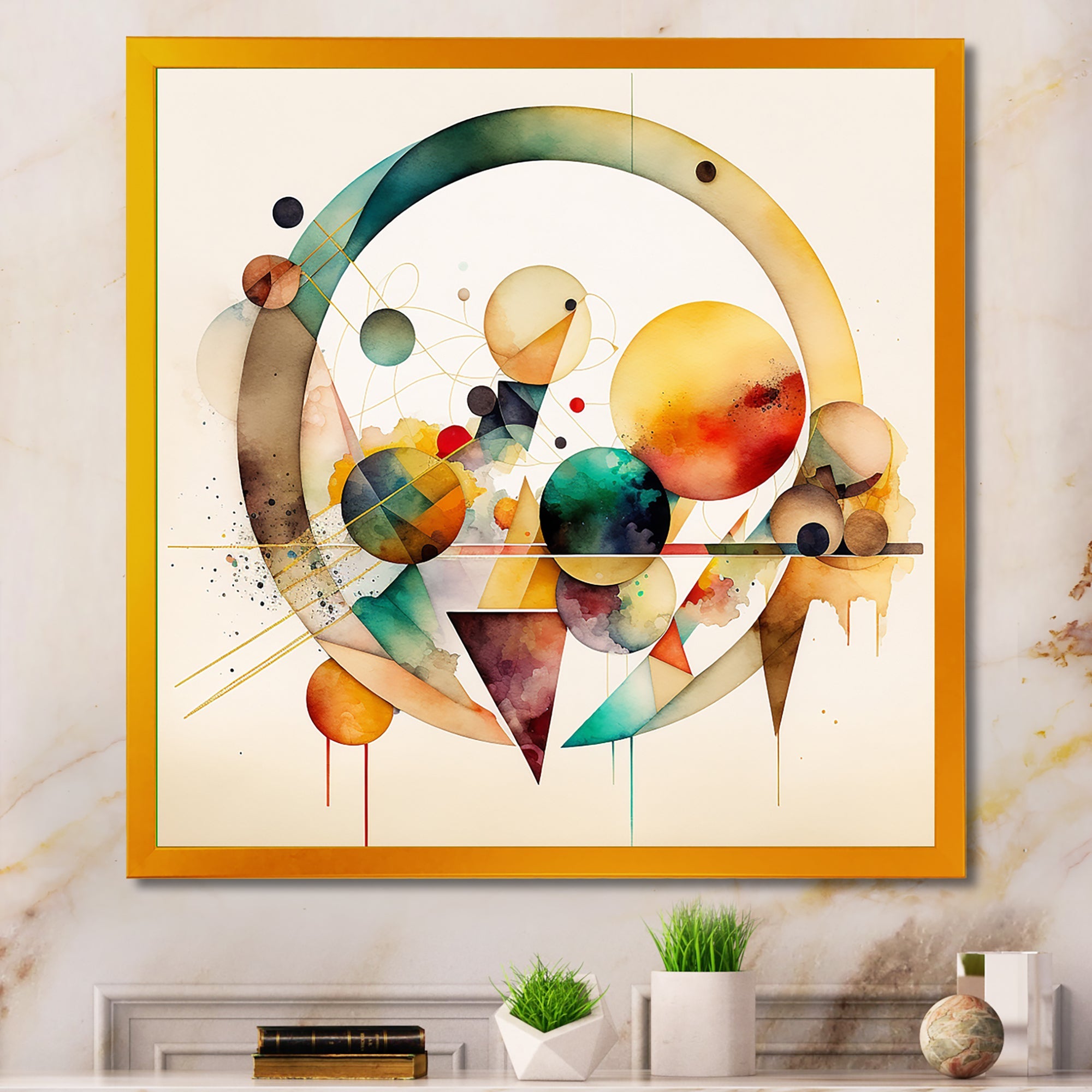 Multi-Color Watercolor Geometric Art IV