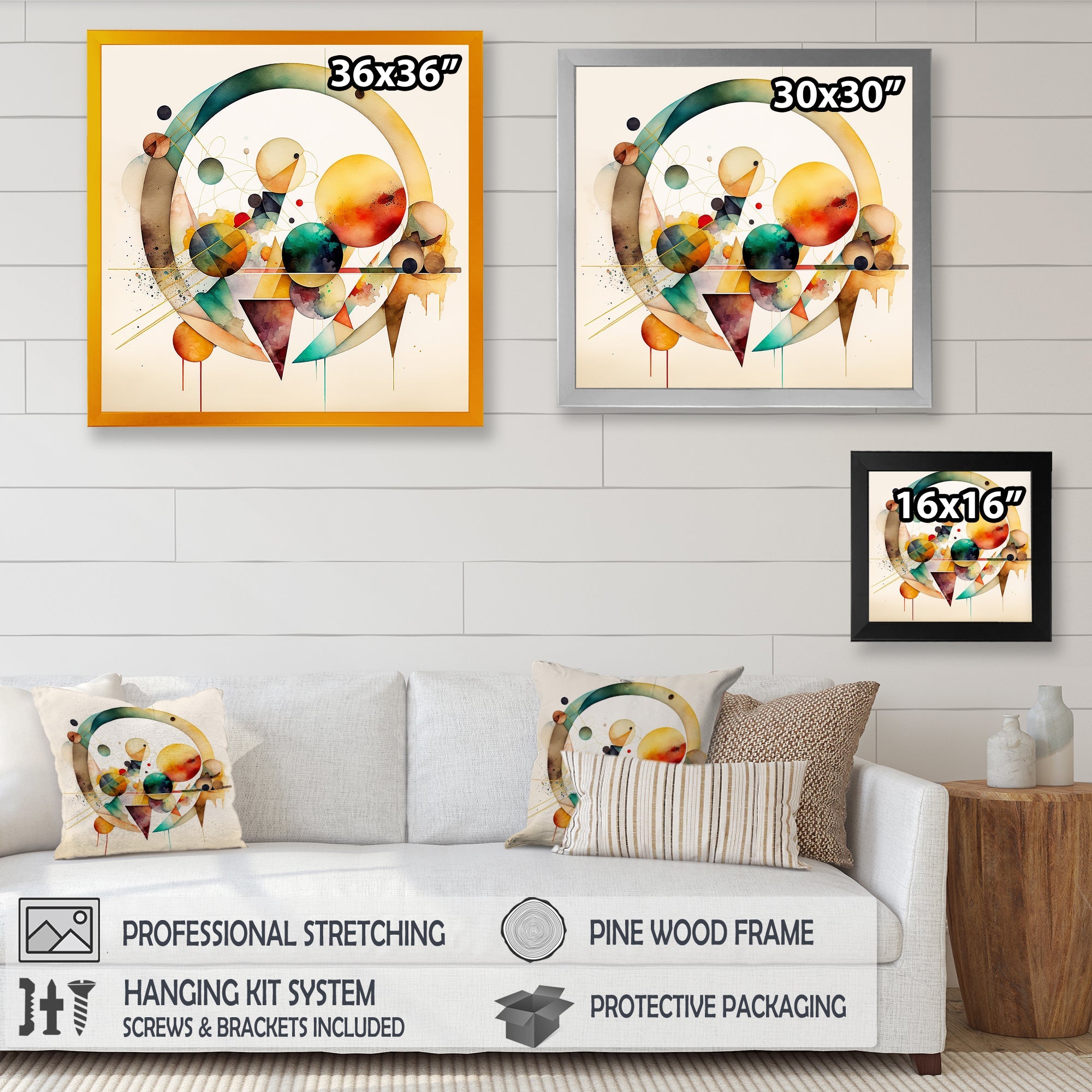 Multi-Color Watercolor Geometric Art IV