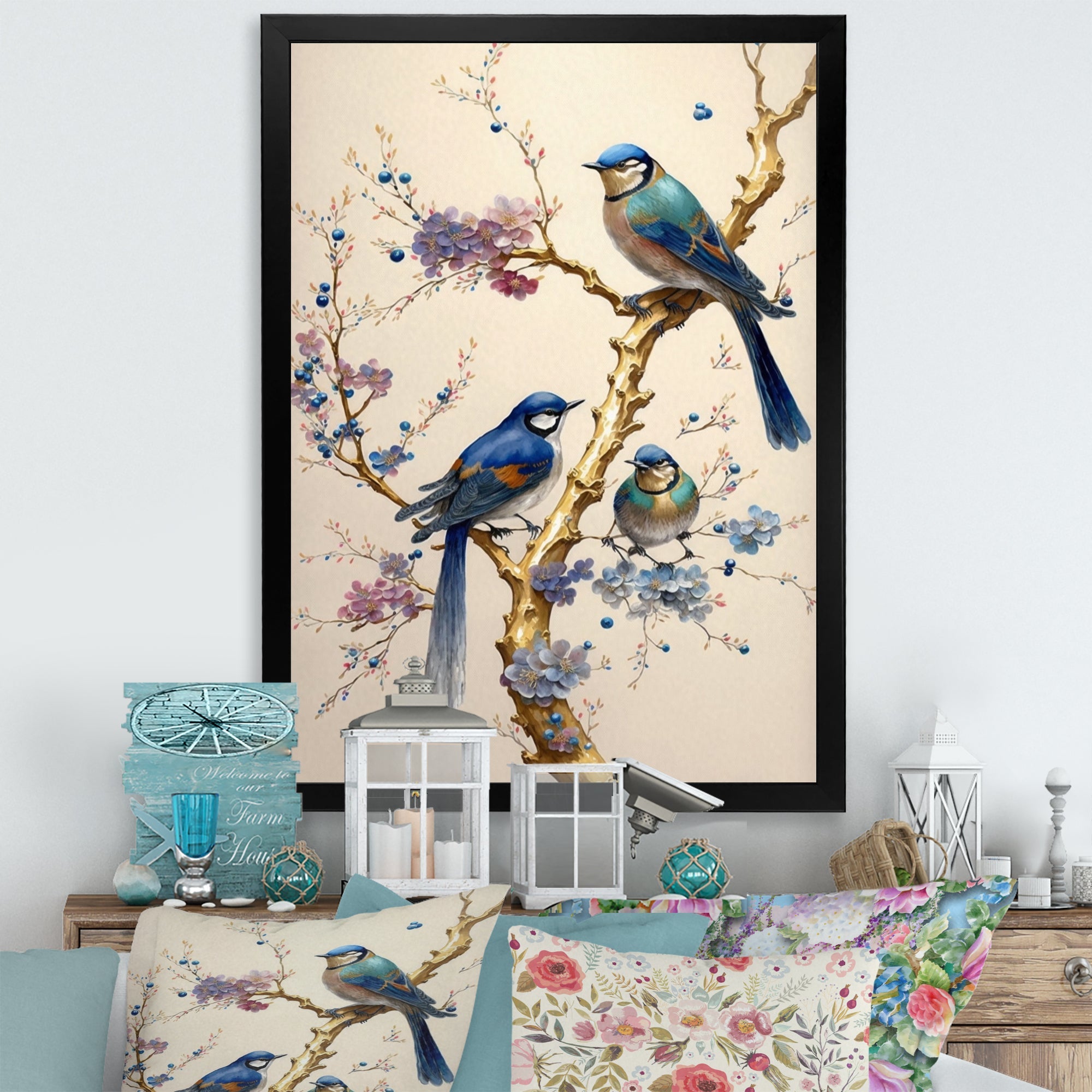 Multicolor Birds On Plum Blossoms Tree VII