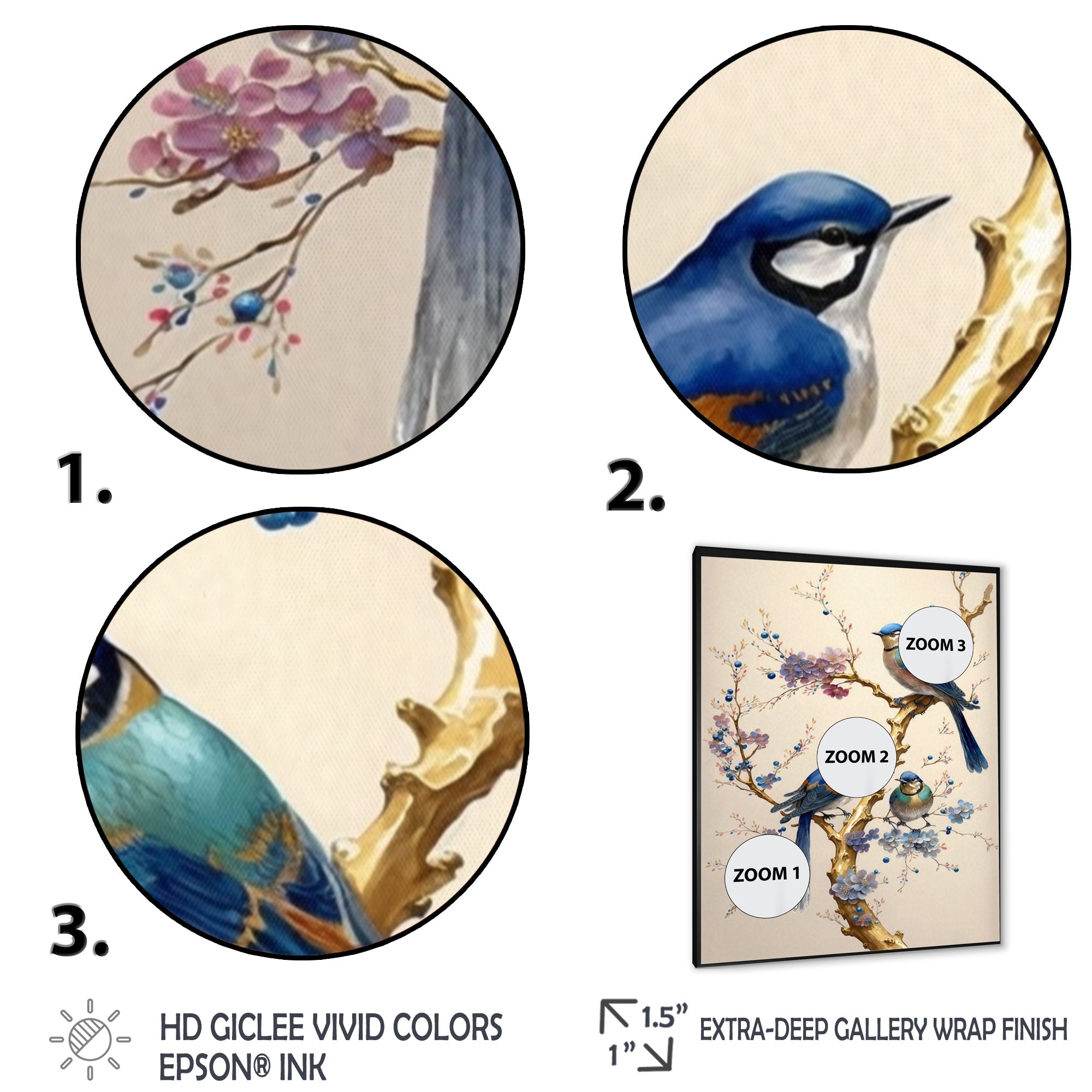 Multicolor Birds On Plum Blossoms Tree VII