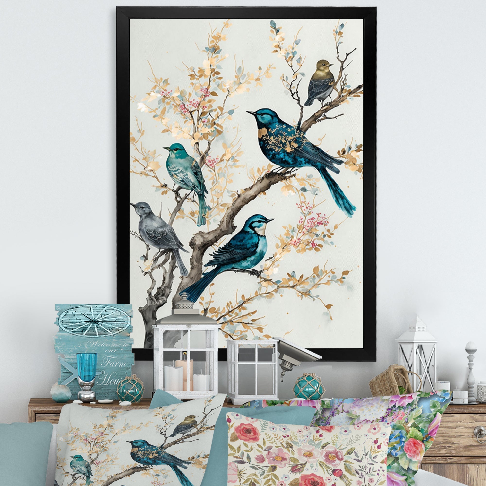Multicolor Birds On Plum Blossoms Tree IX