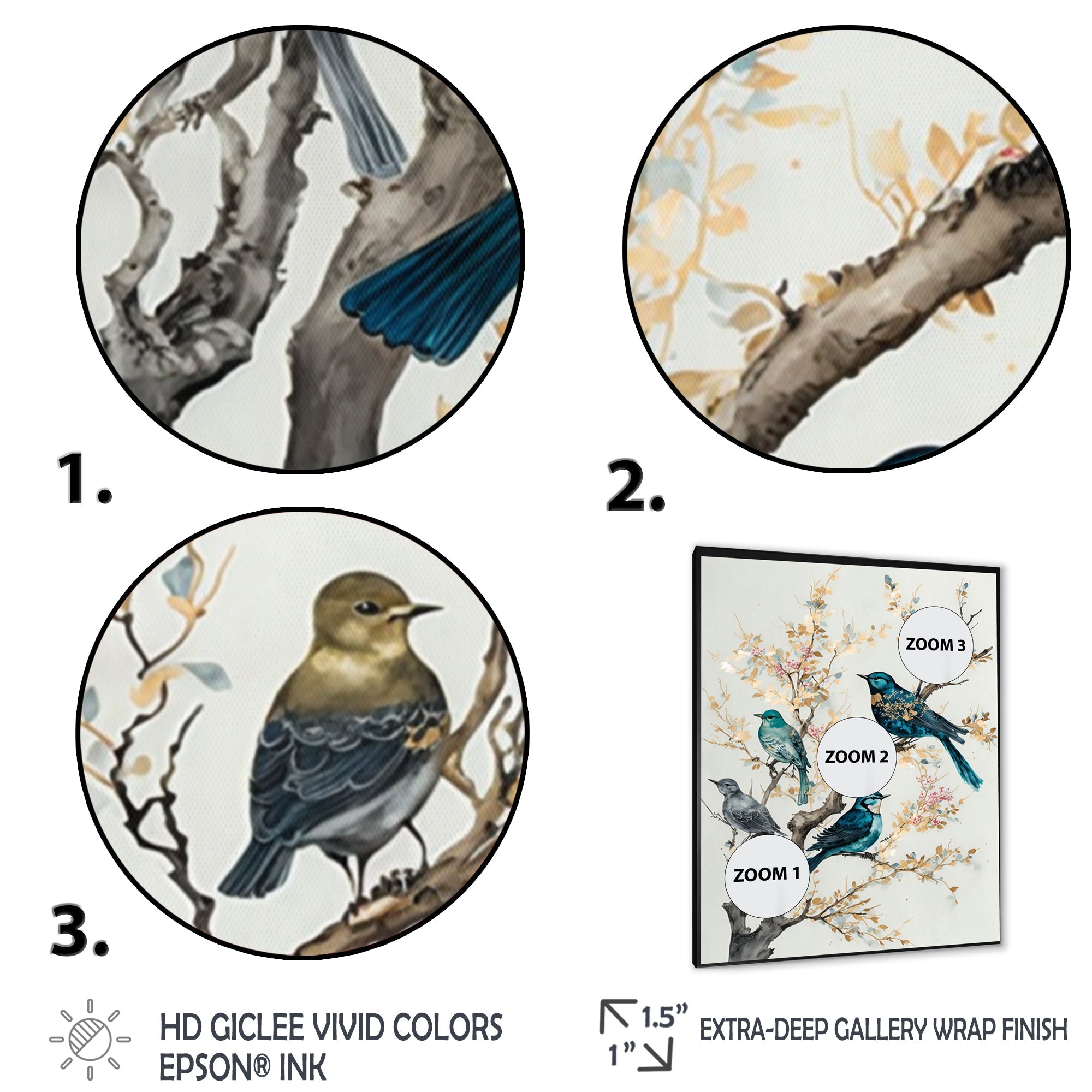 Multicolor Birds On Plum Blossoms Tree IX