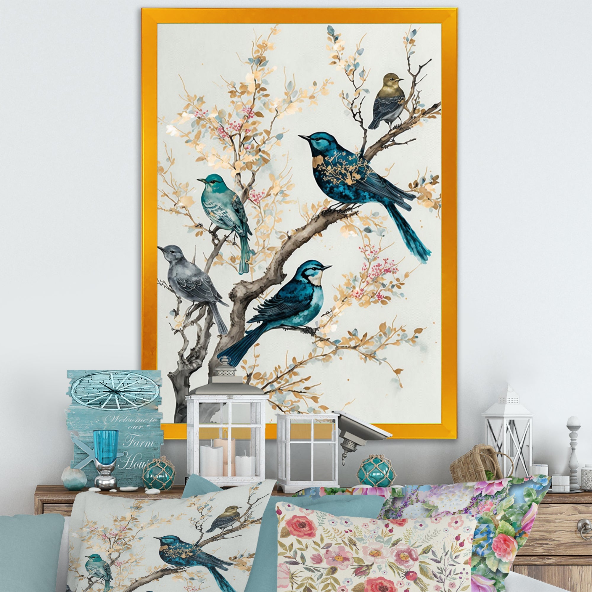 Multicolor Birds On Plum Blossoms Tree IX