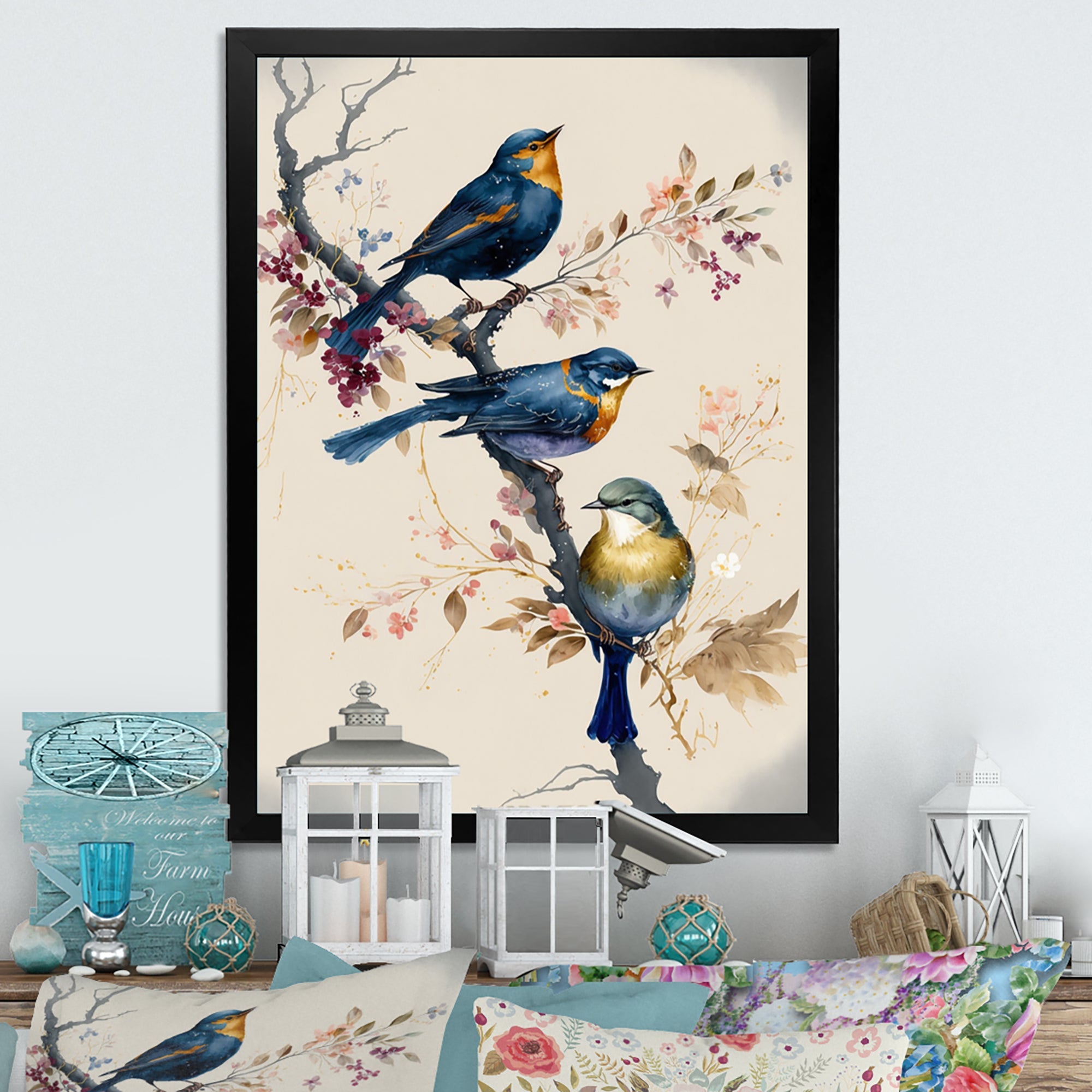 Multicolor Birds On Plum Blossoms Tree XV