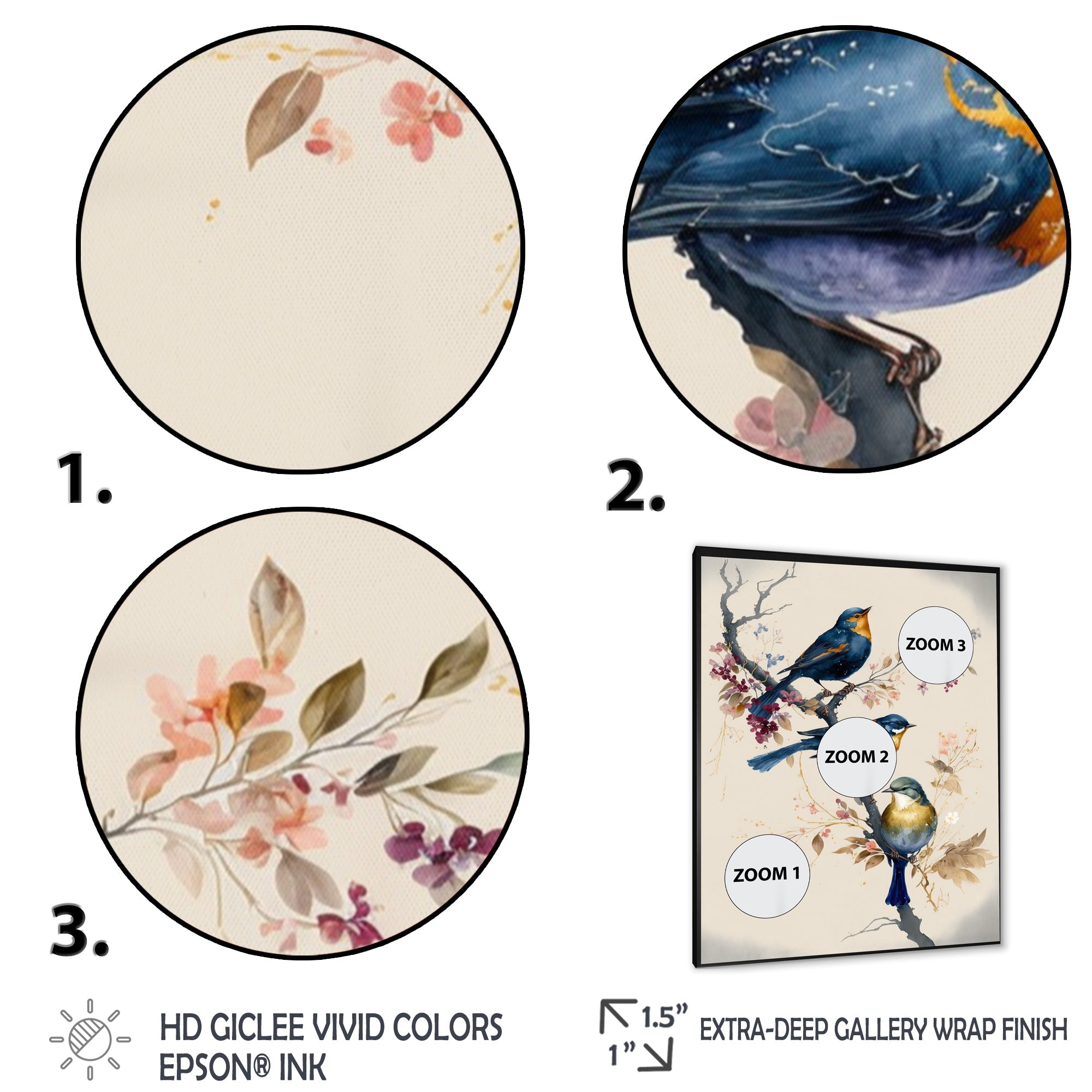 Multicolor Birds On Plum Blossoms Tree XV