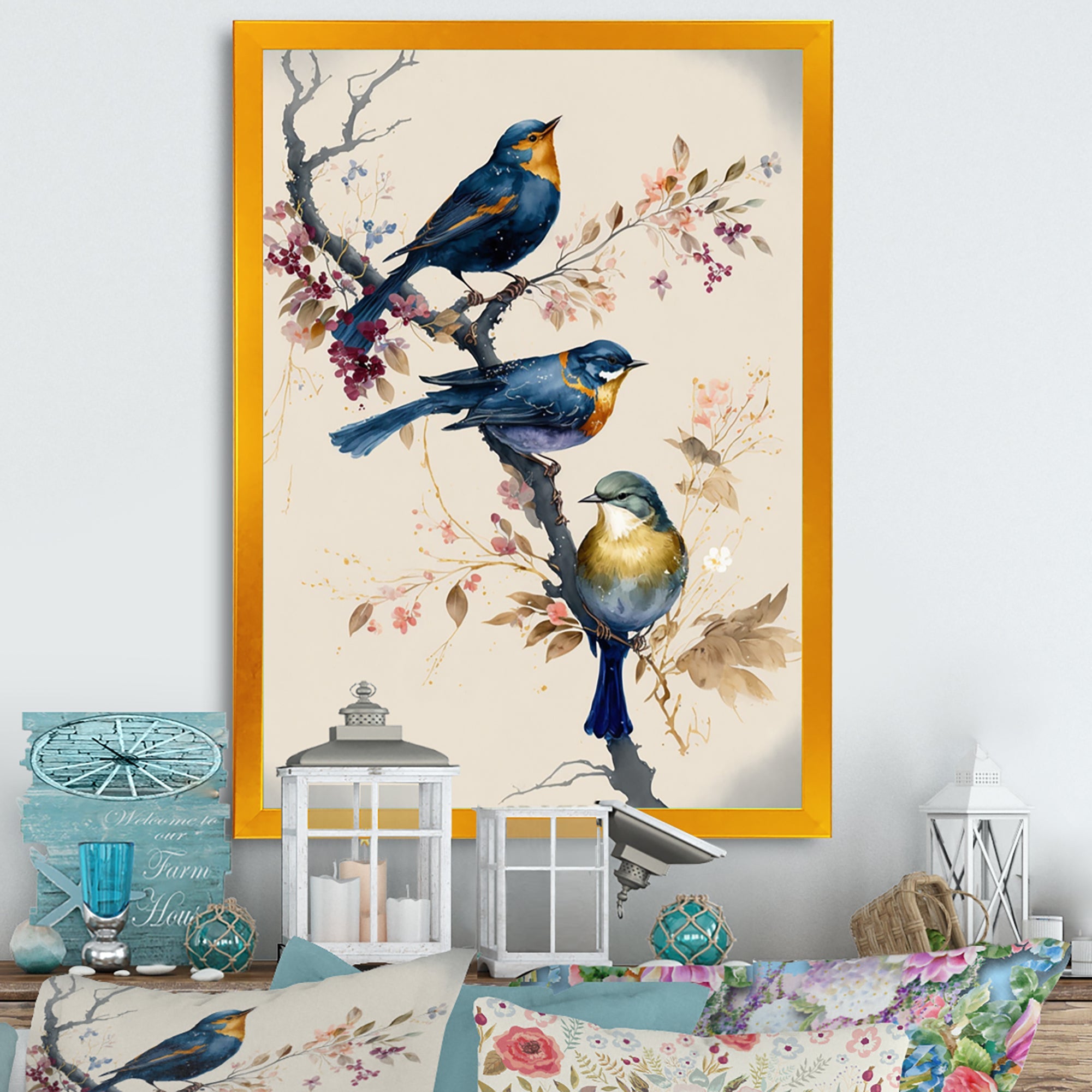 Multicolor Birds On Plum Blossoms Tree XV