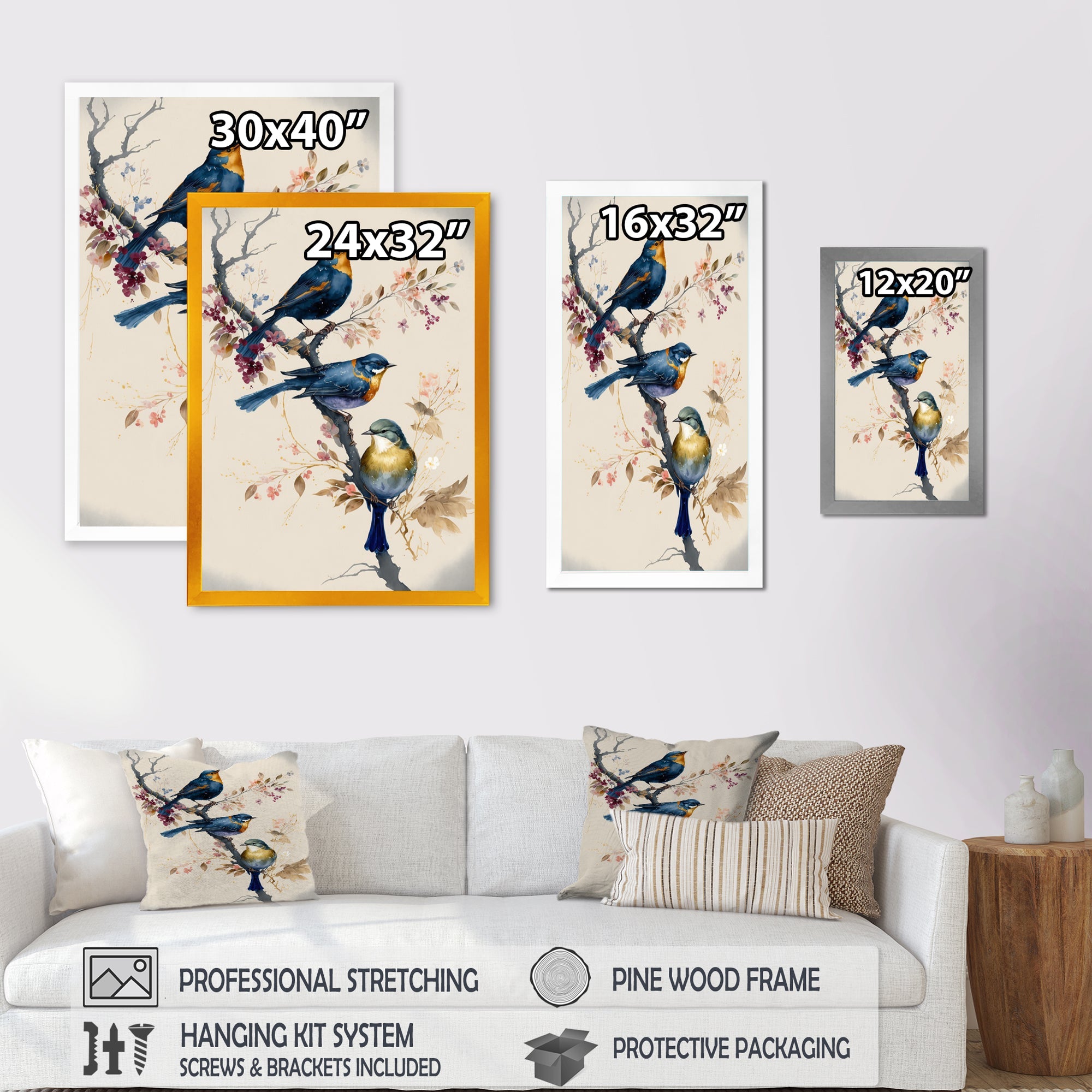 Multicolor Birds On Plum Blossoms Tree XV