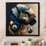 Deep Blue And Gold Single Flower V