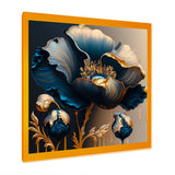 Deep Blue And Gold Single Flower V