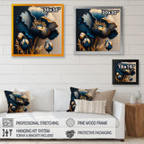 Deep Blue And Gold Single Flower V