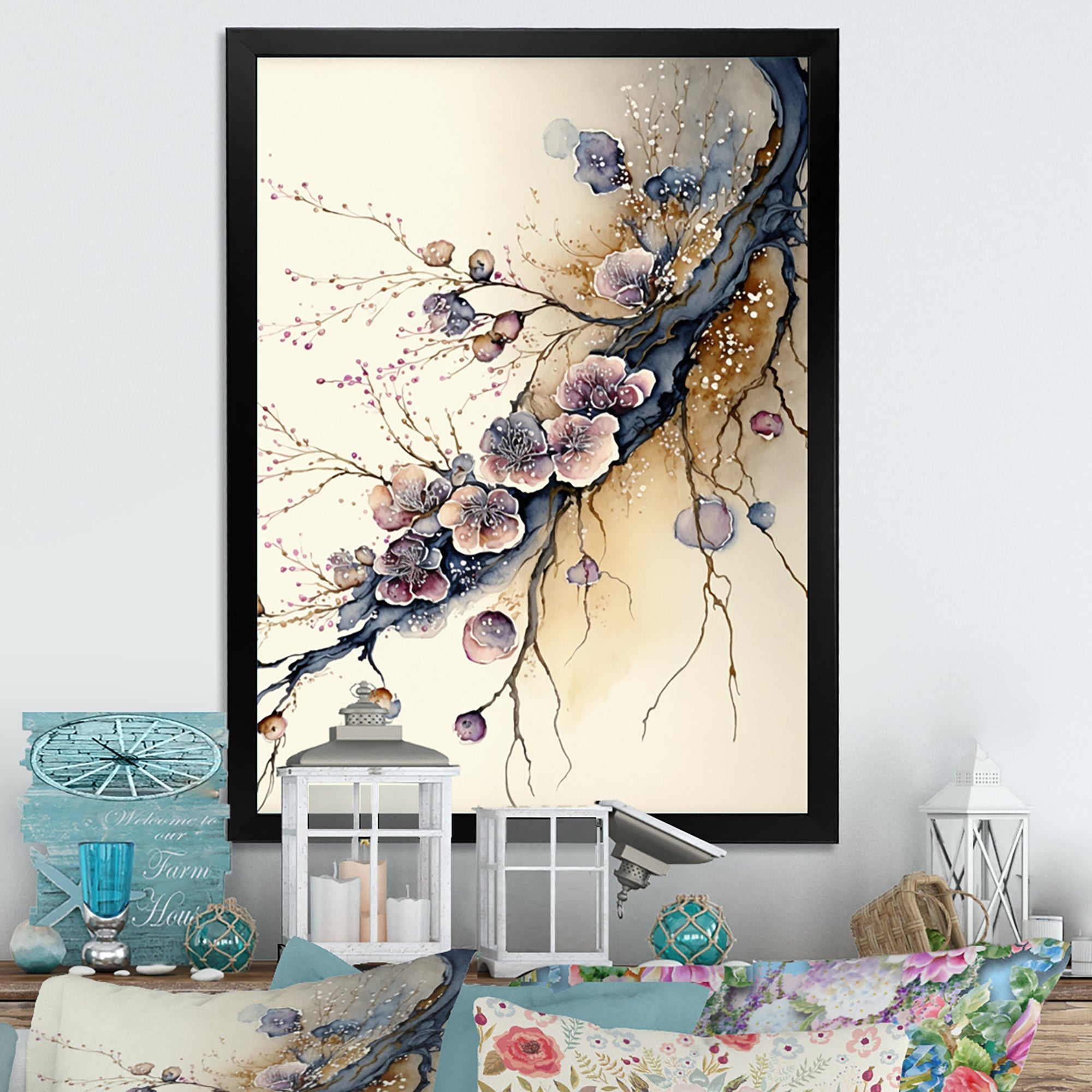 Pink And Plum Cherry Blossom Branch II