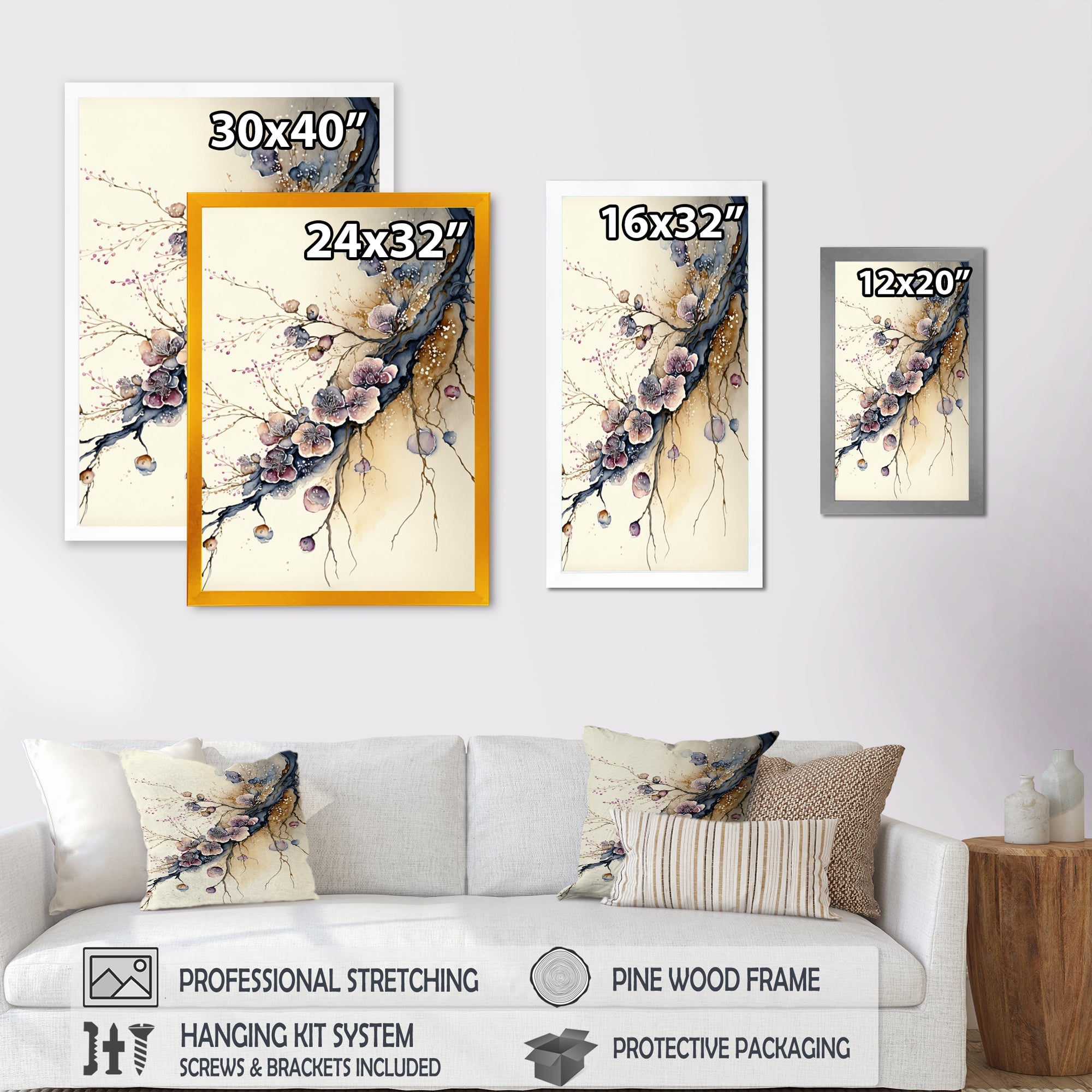Pink And Plum Cherry Blossom Branch II