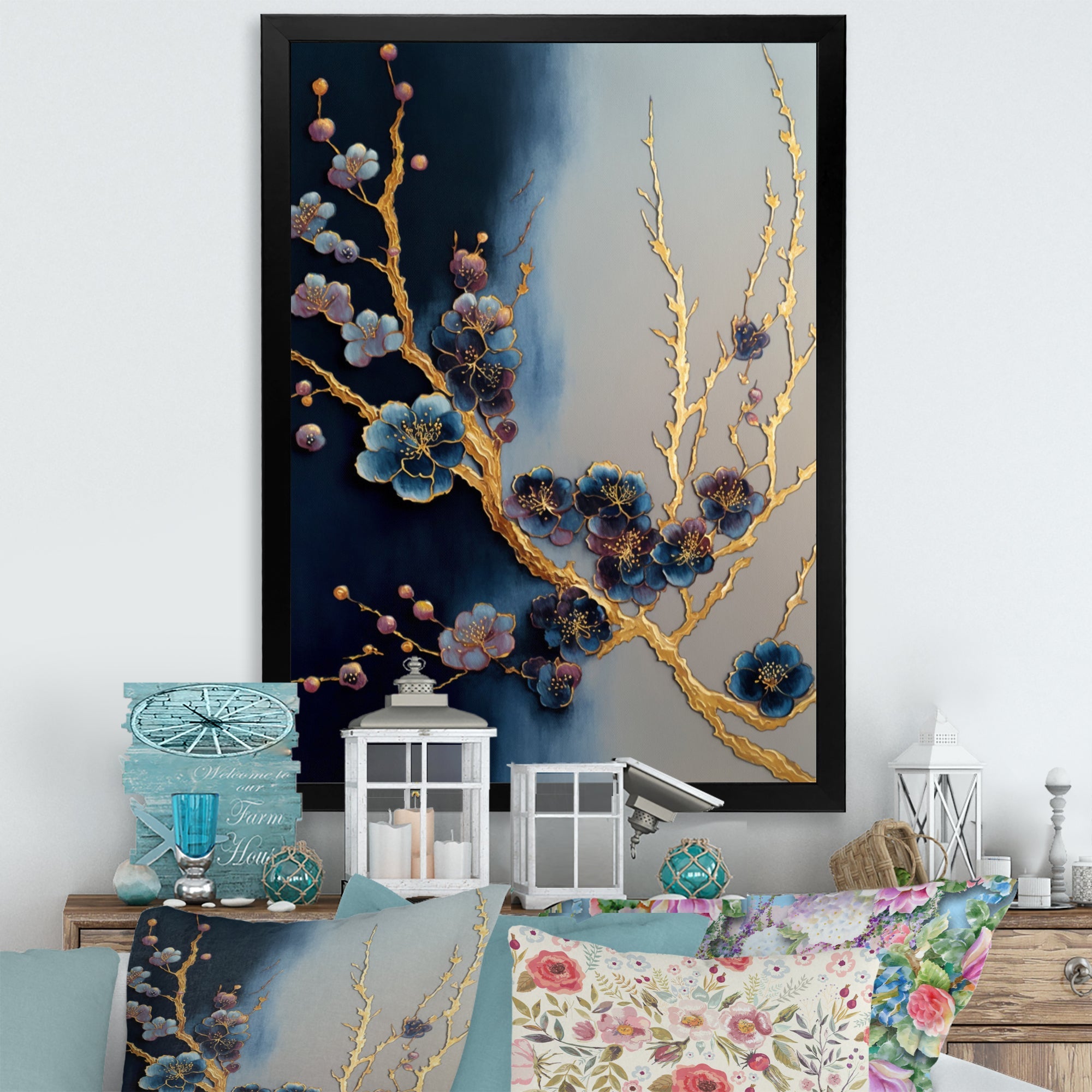 Blue Cherry Blossom Branch II
