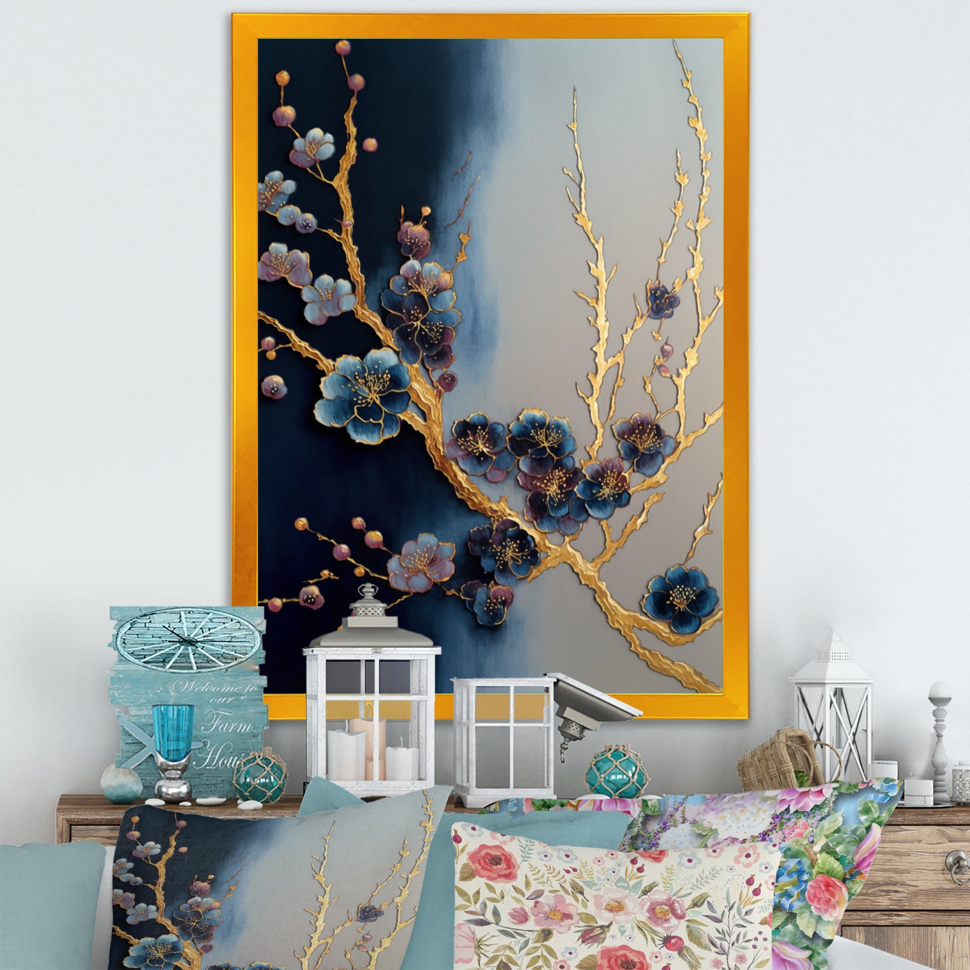 Blue Cherry Blossom Branch II