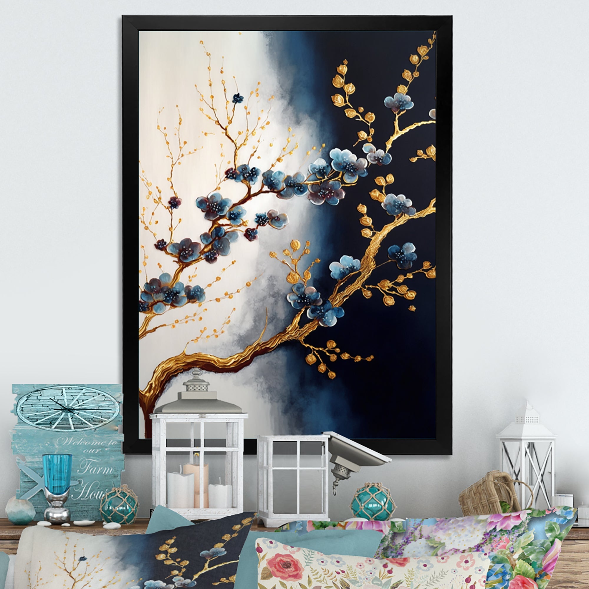 Blue Cherry Blossom Branch VI