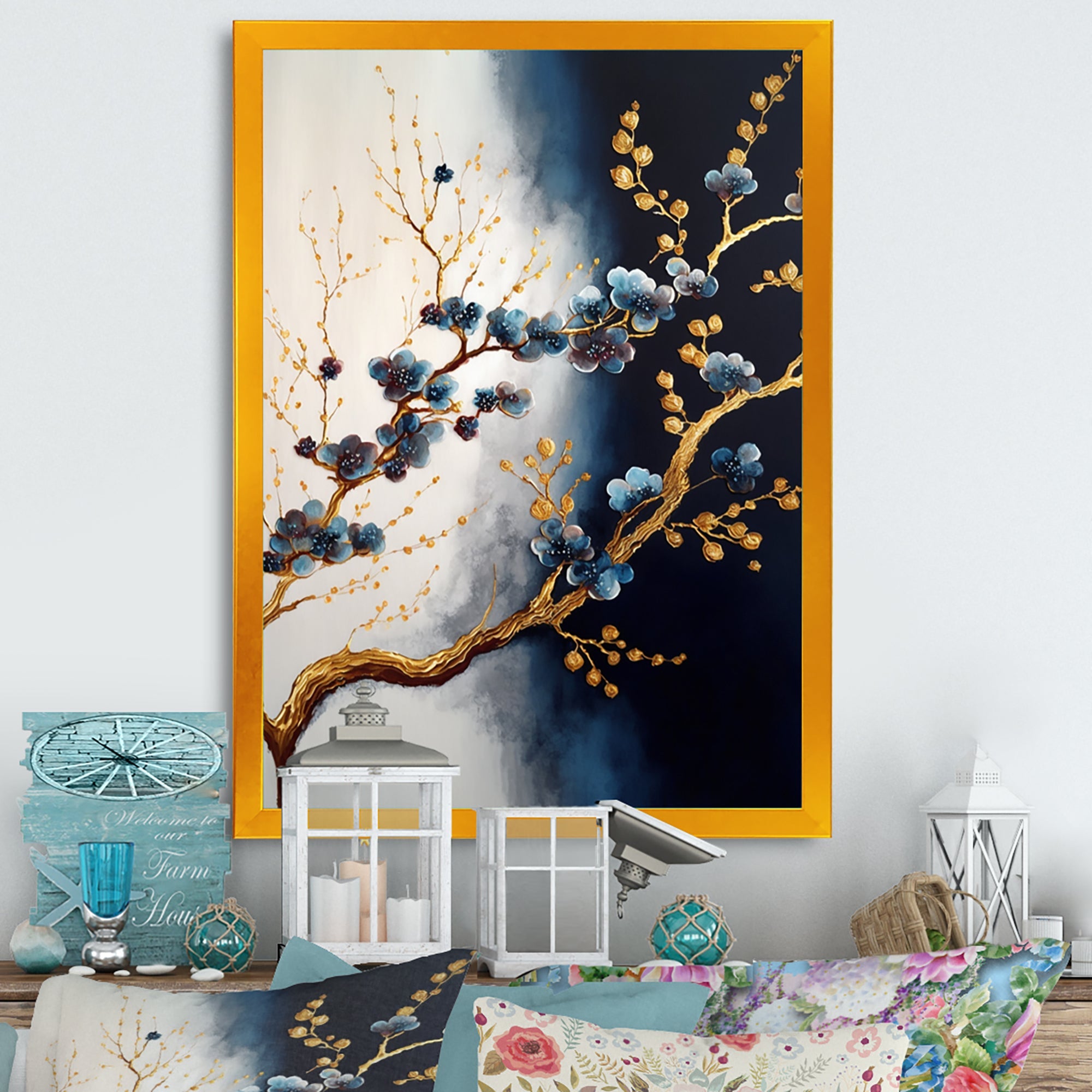 Blue Cherry Blossom Branch VI