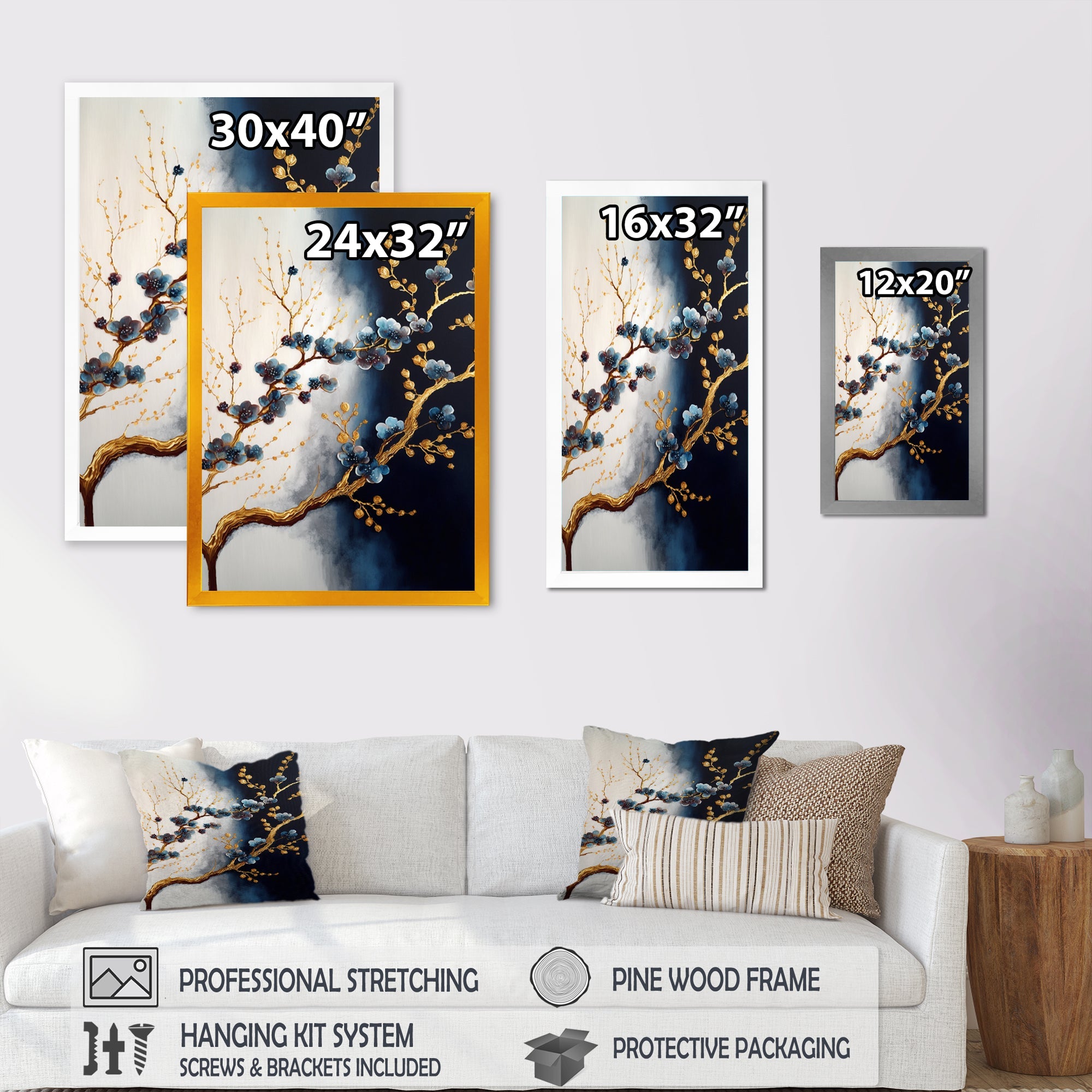 Blue Cherry Blossom Branch VI