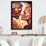 Gold And Pink Couple Kissing Art