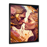 Gold And Pink Couple Kissing Art
