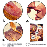 Gold And Pink Couple Kissing Art