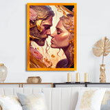 Gold And Pink Couple Kissing Art