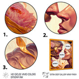 Gold And Pink Couple Kissing Art
