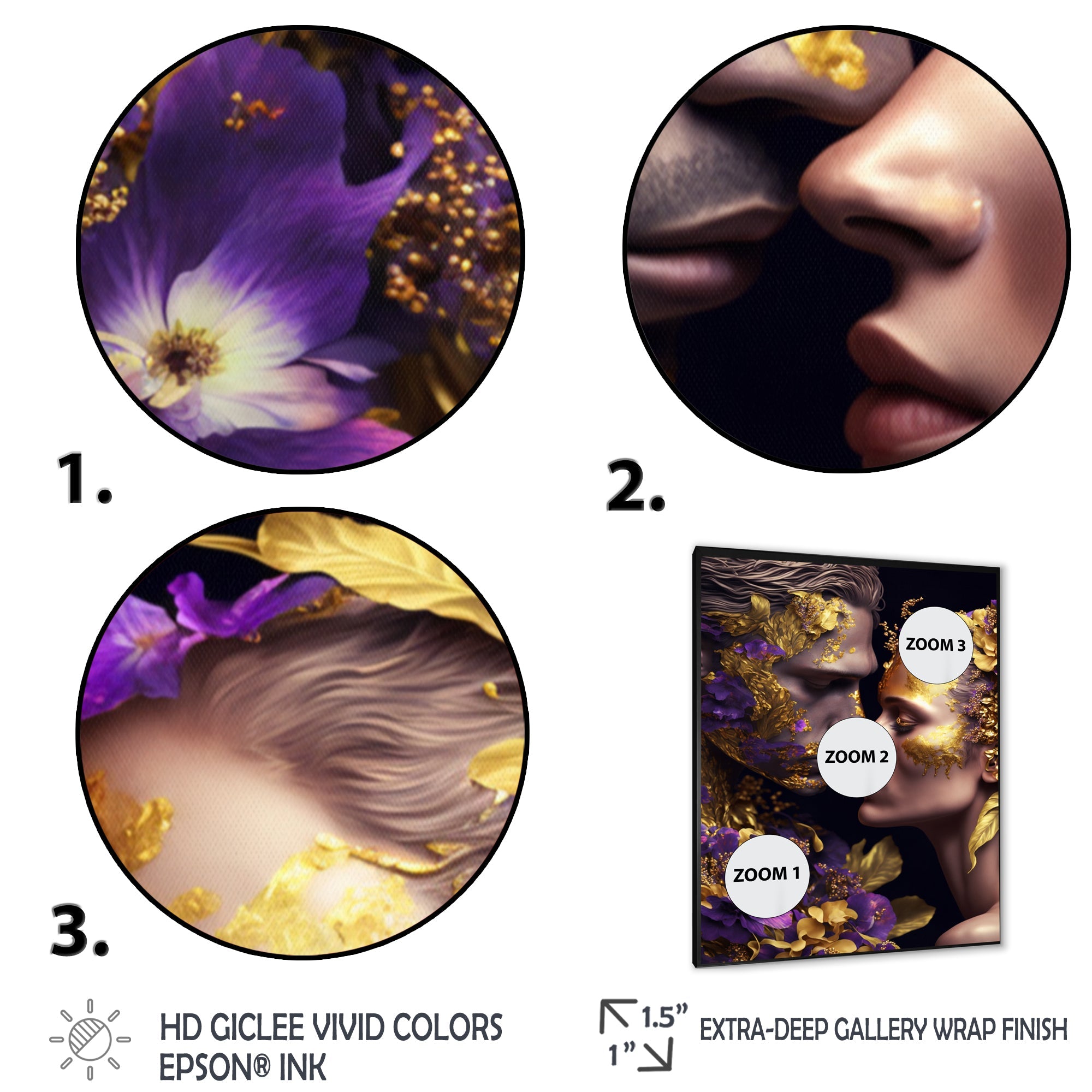 Loving Couple Kissing Floral Design I