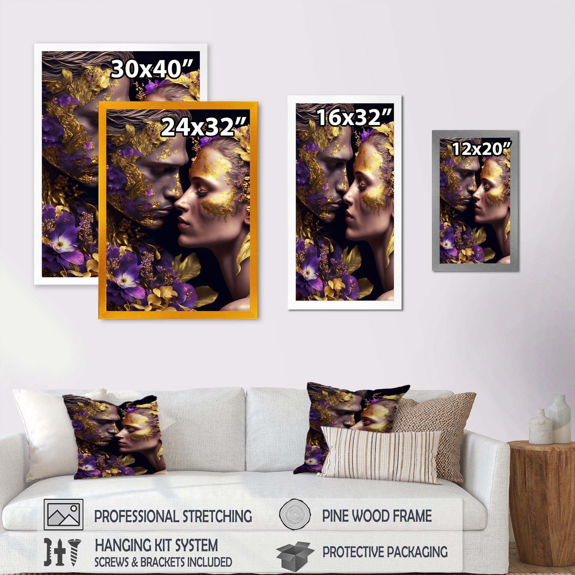 Loving Couple Kissing Floral Design I