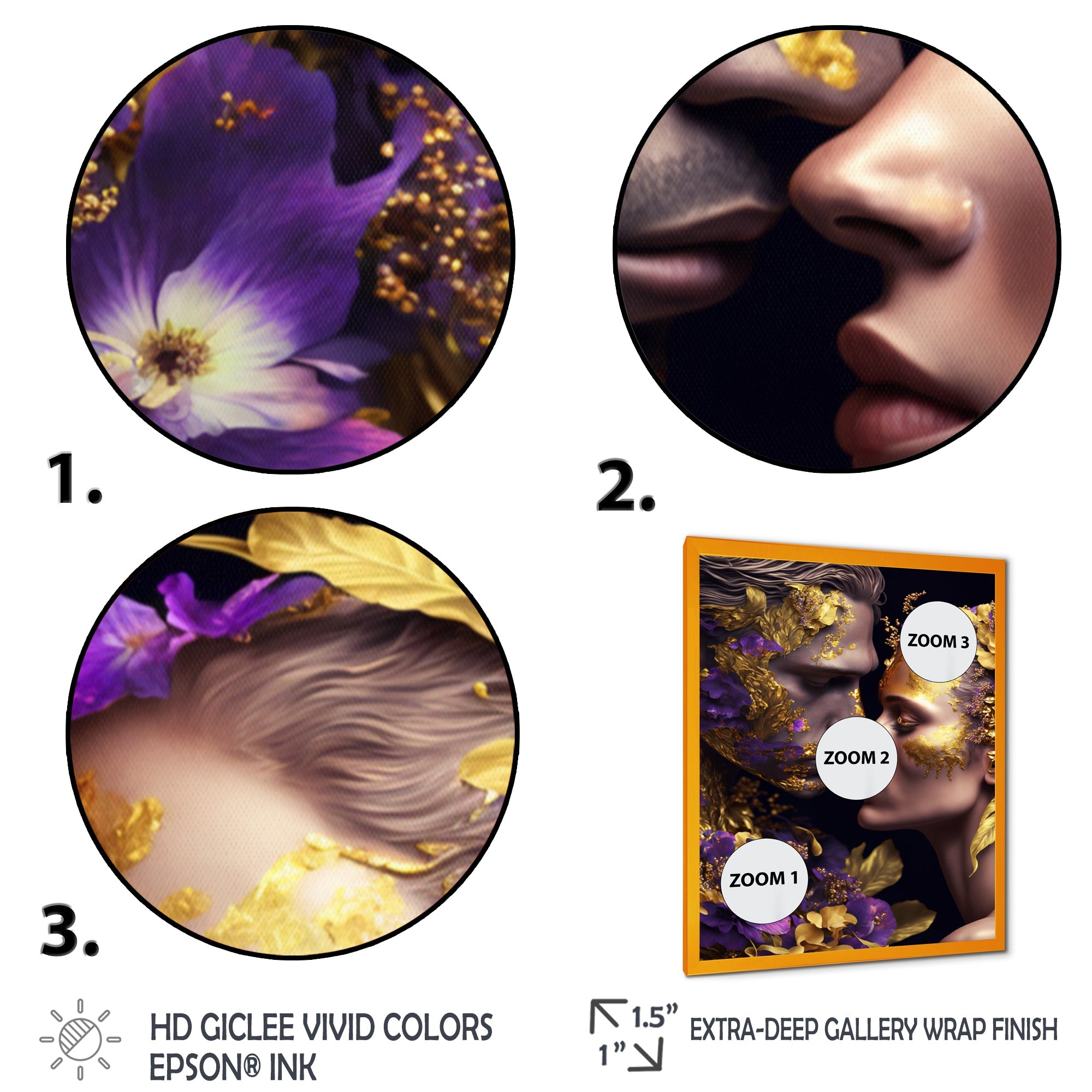 Loving Couple Kissing Floral Design I