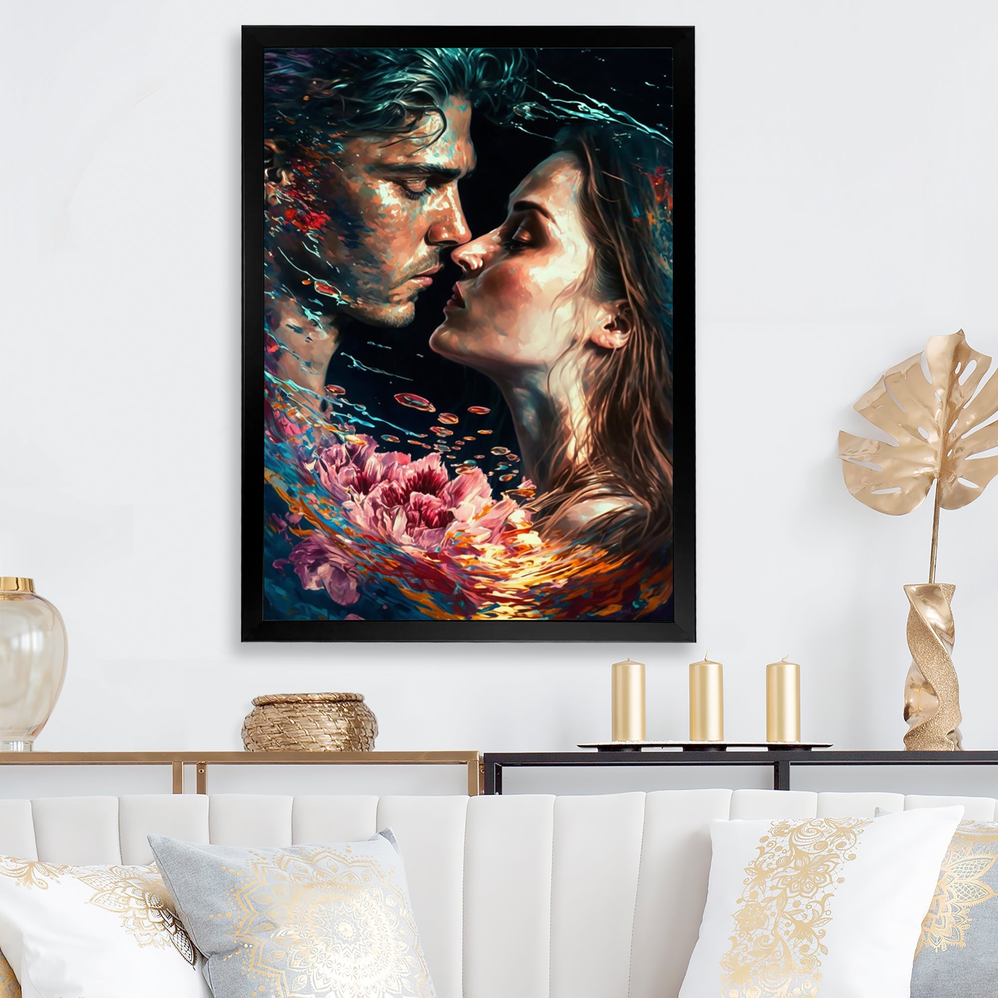 Loving Couple Kissing Floral Design II