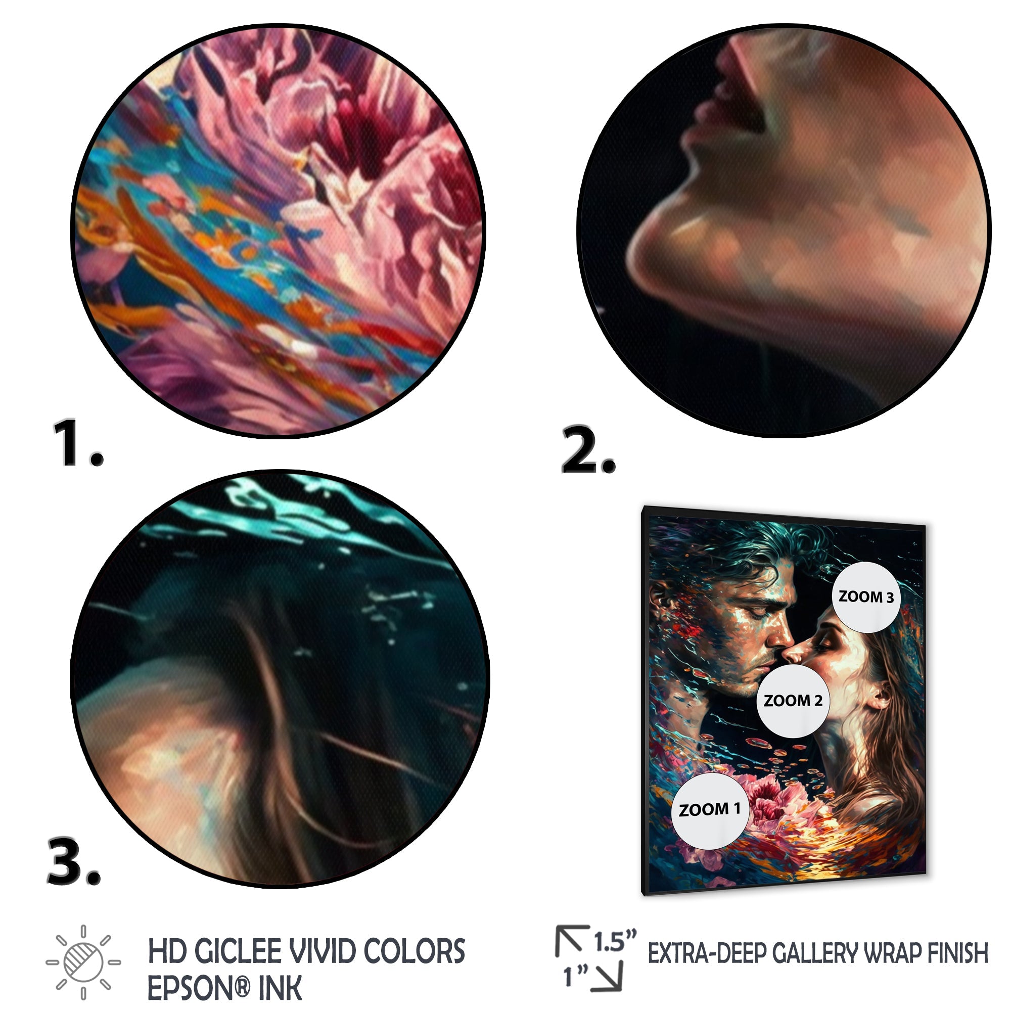 Loving Couple Kissing Floral Design II