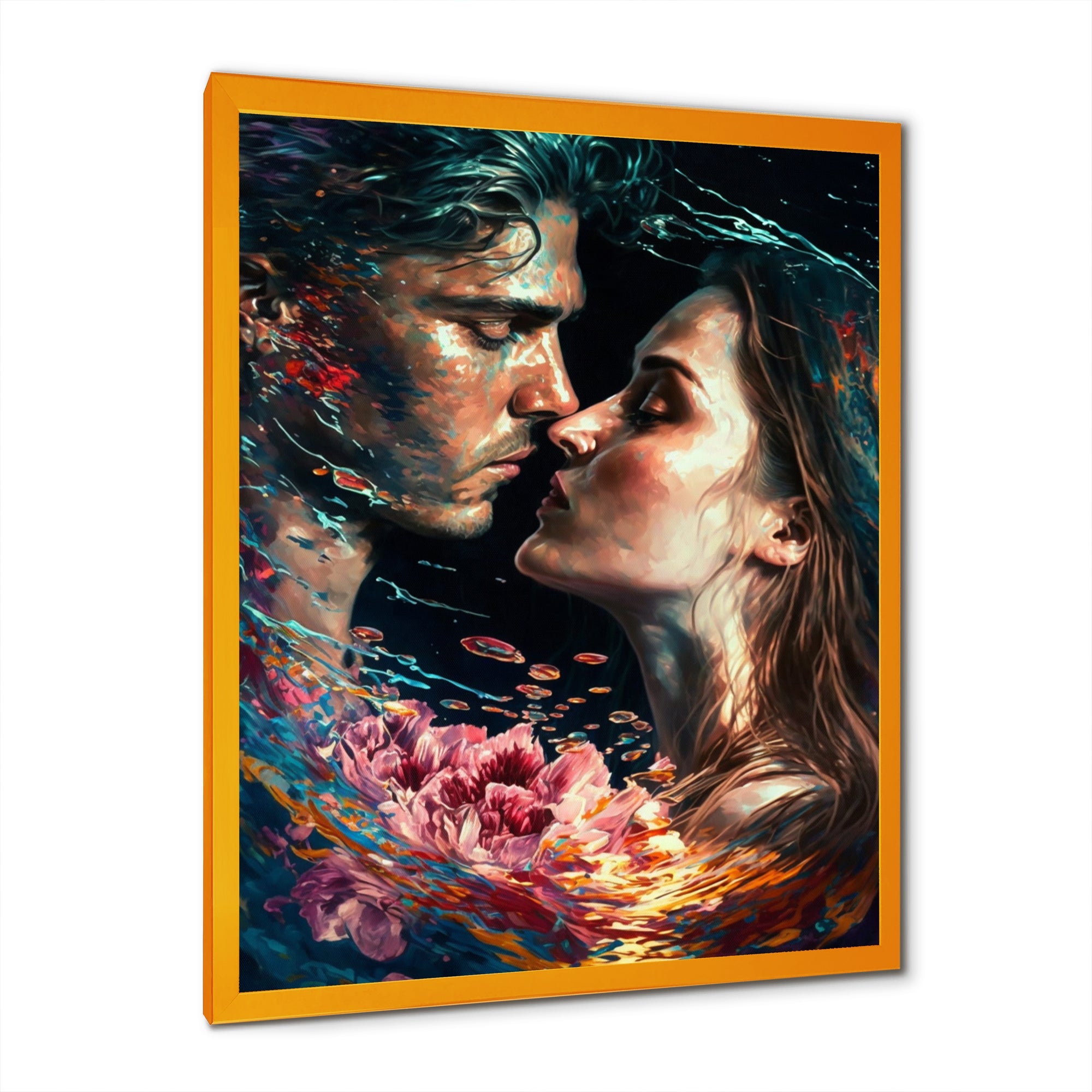 Loving Couple Kissing Floral Design II