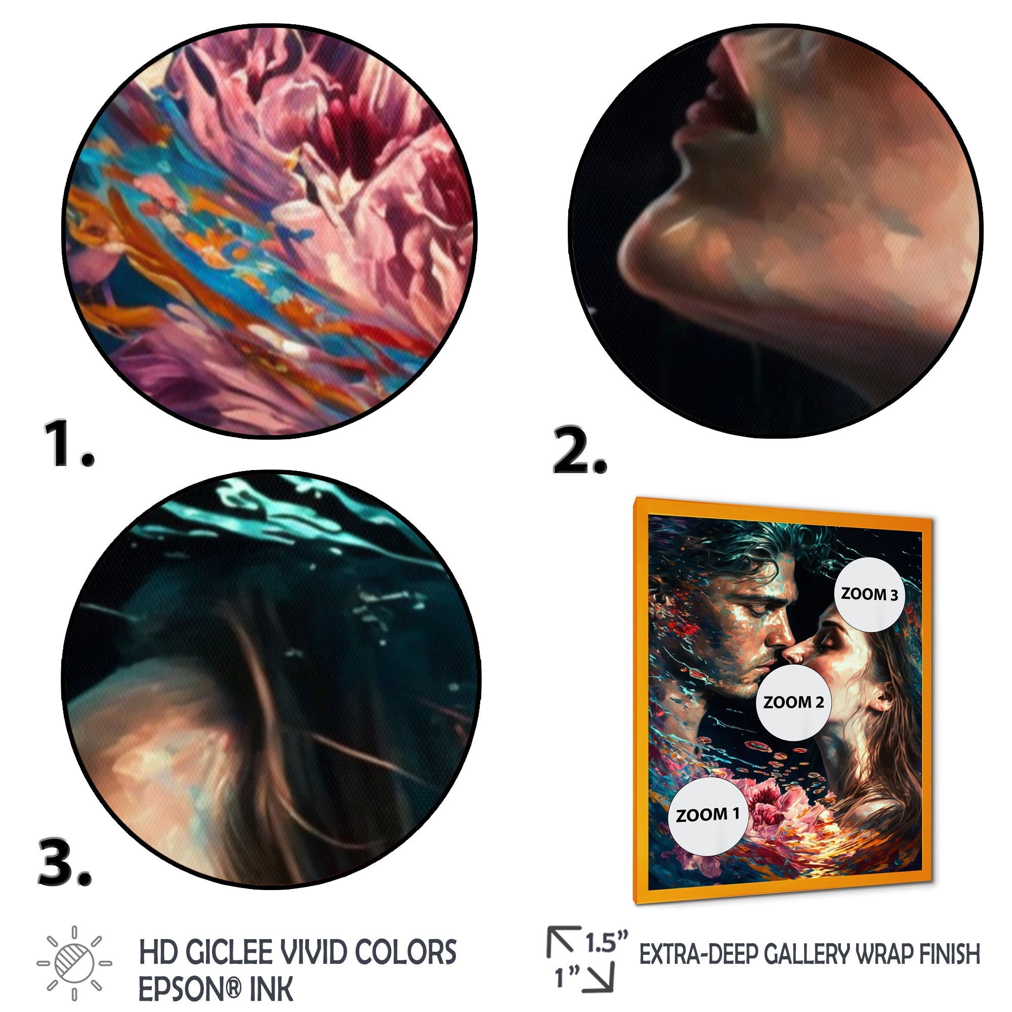 Loving Couple Kissing Floral Design II