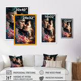 Loving Couple Kissing Floral Design II