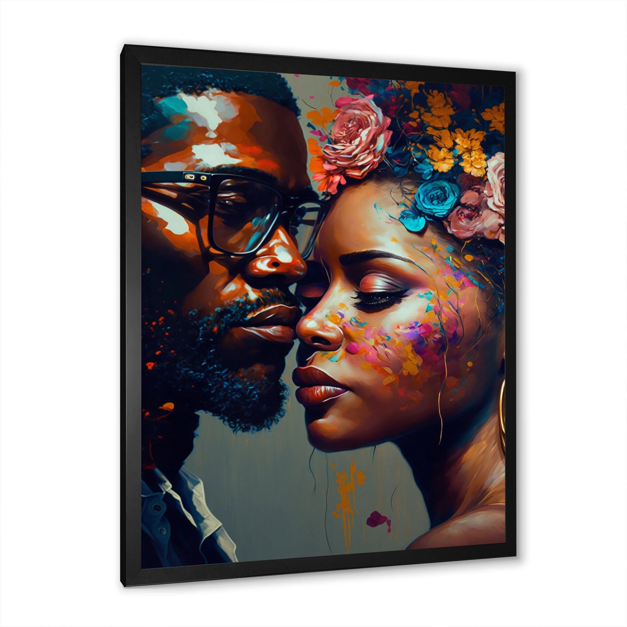 Loving Couple Kissing Floral Design V