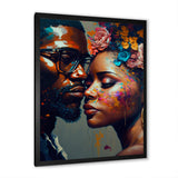 Loving Couple Kissing Floral Design V