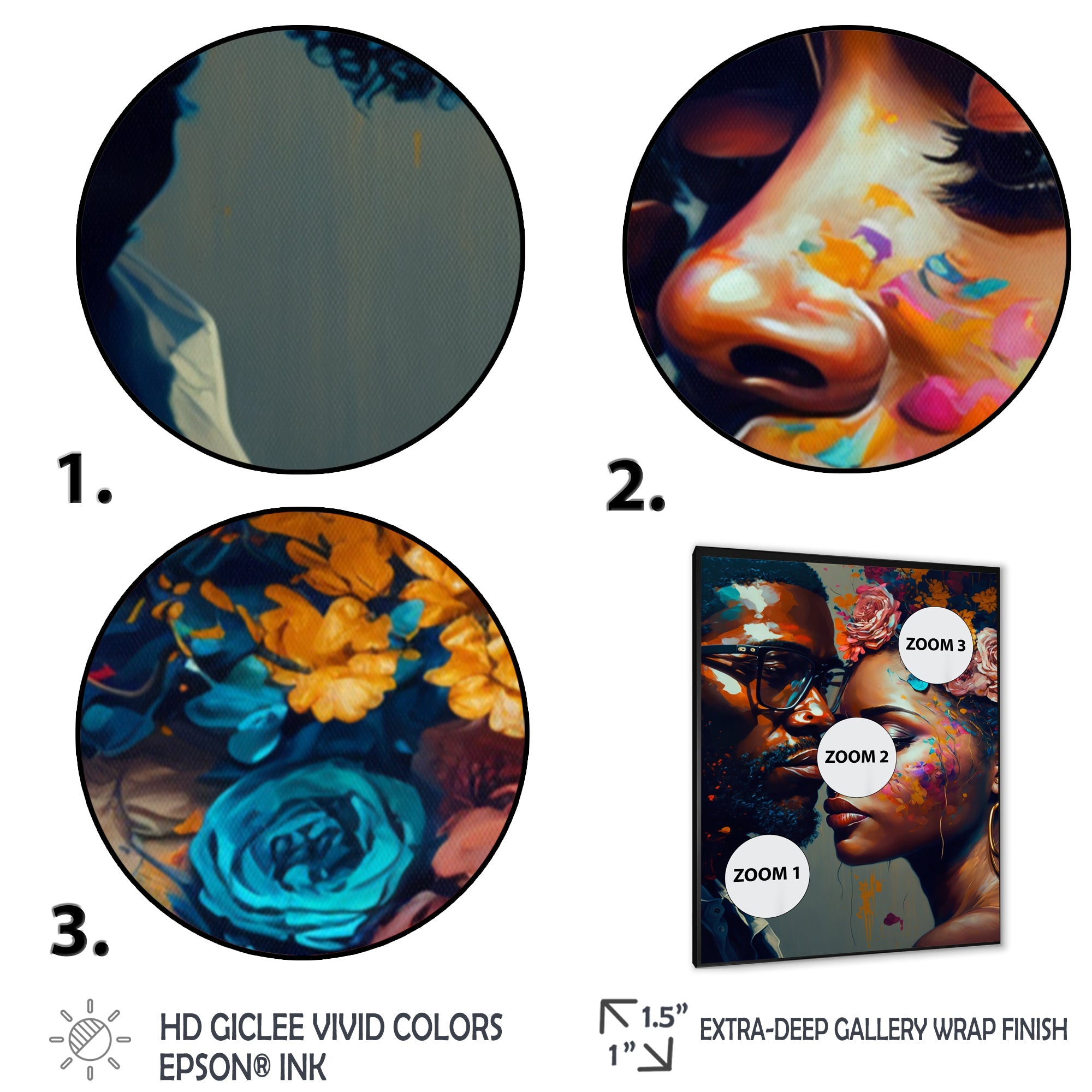 Loving Couple Kissing Floral Design V