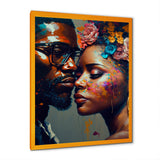 Loving Couple Kissing Floral Design V