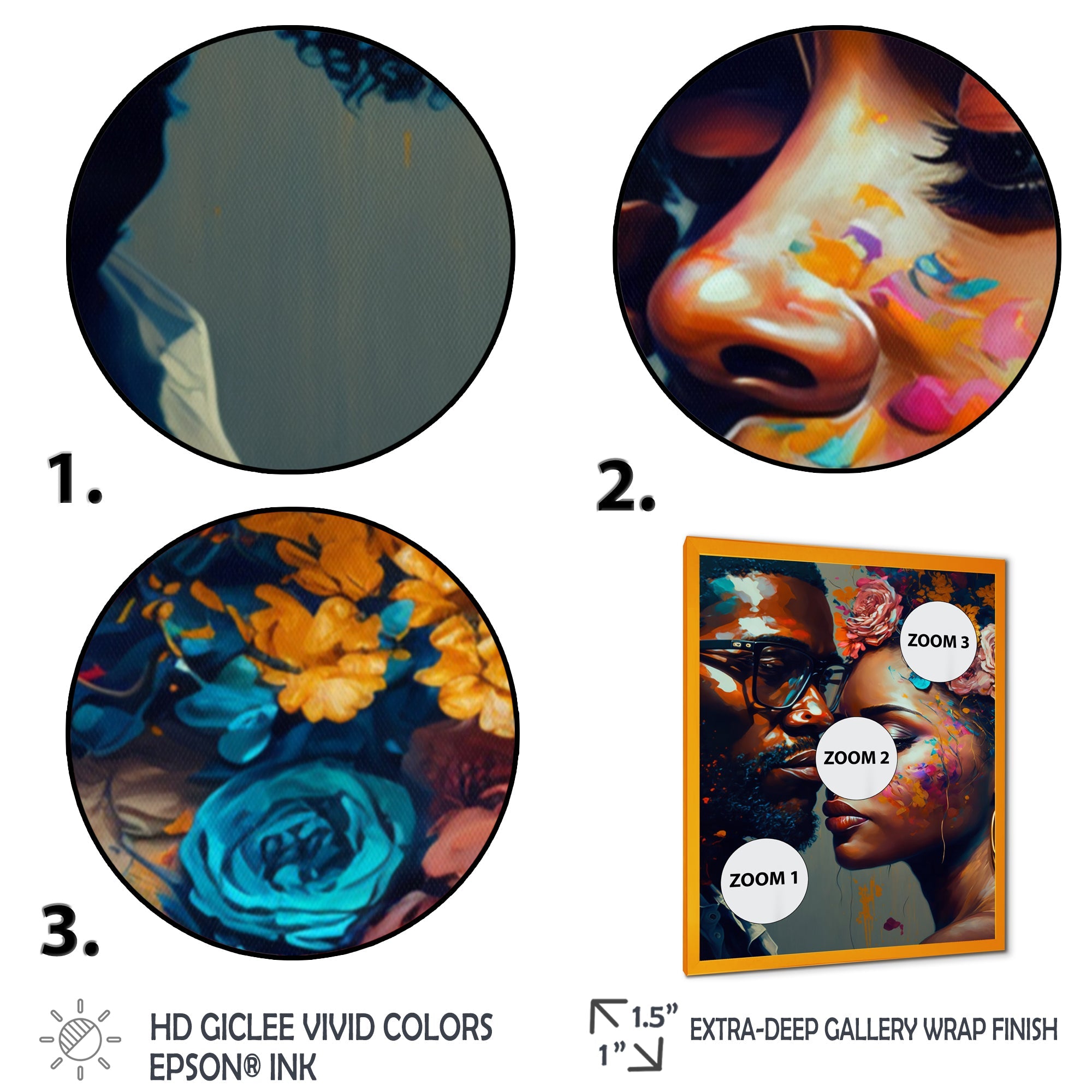 Loving Couple Kissing Floral Design V