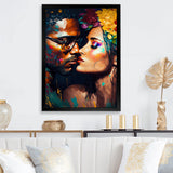 Loving Couple Kissing Floral Design VI