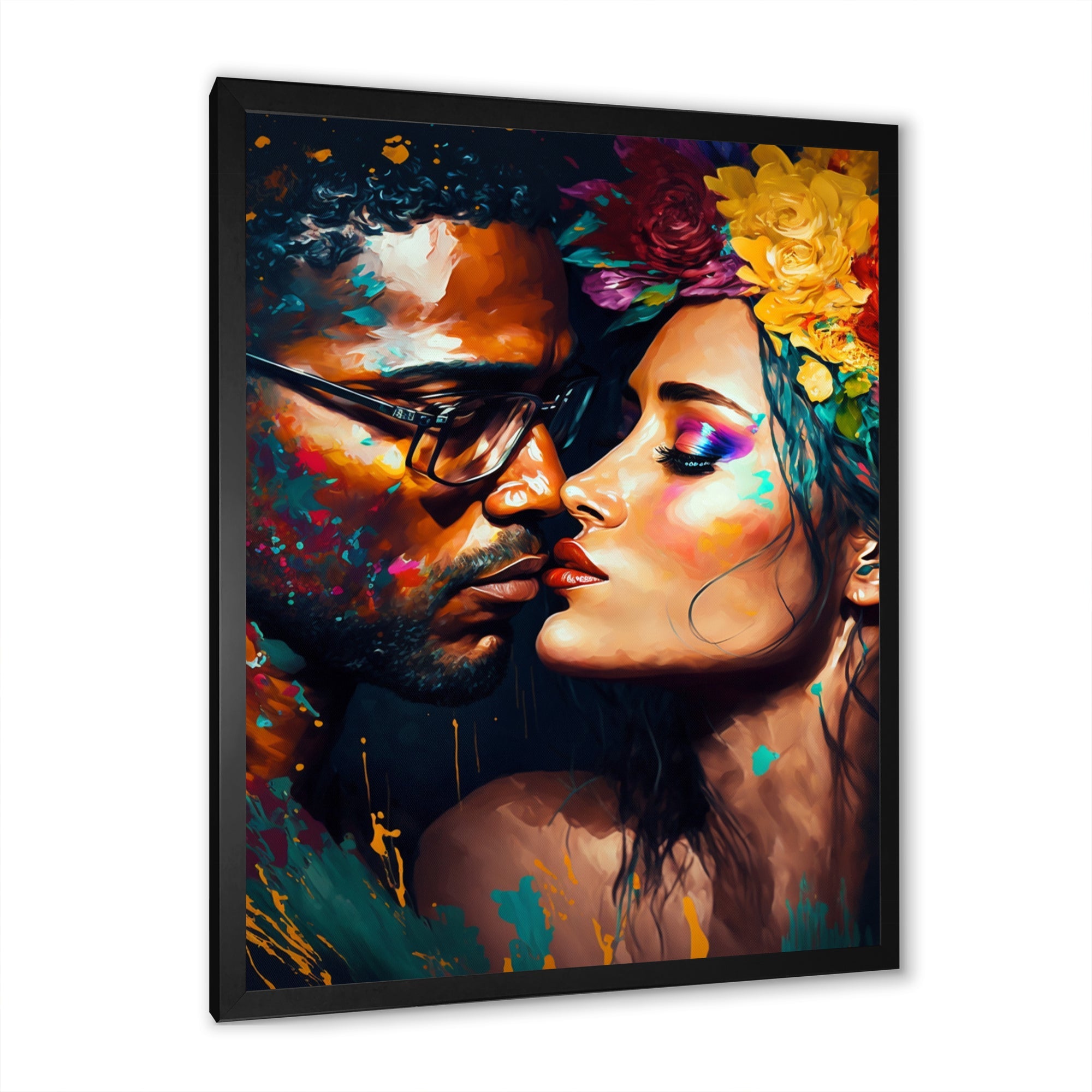 Loving Couple Kissing Floral Design VI