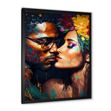 Loving Couple Kissing Floral Design VI